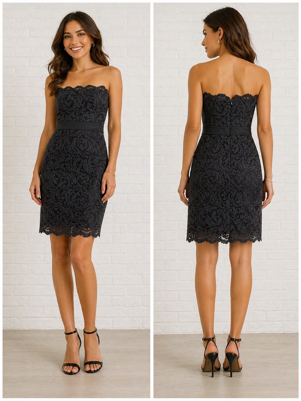 Velvet by Graham & Spencer Strapless Lace Dress Size Small Black Cocktail Party